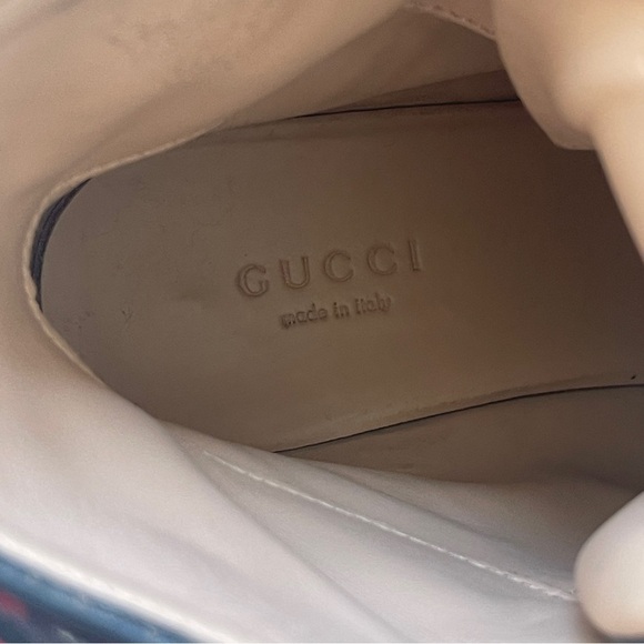 GUCCI Trip GG logo wool combat boots Navy Red - Picture 10 of 13